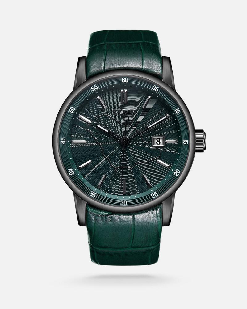 Men's green leather watch