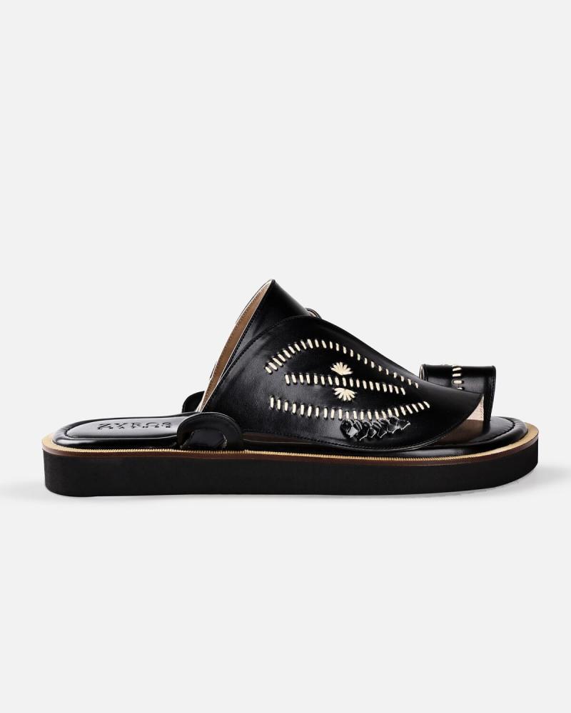 Men's oriental shoes made of luxurious black leather