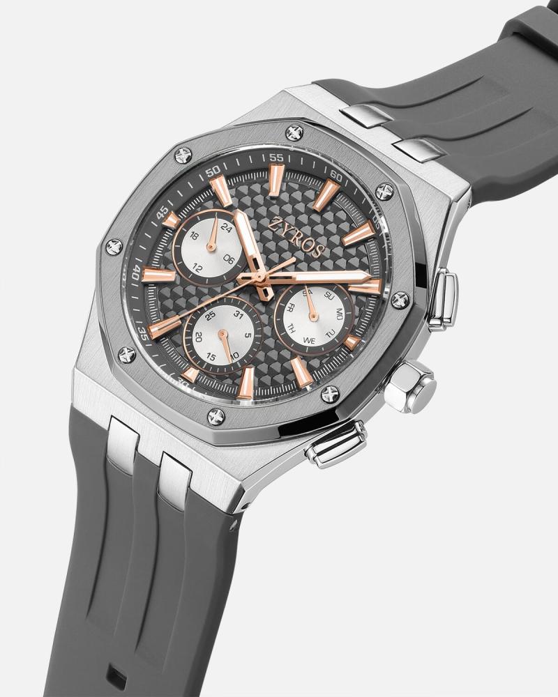 Men's watch with a gray rubber strap