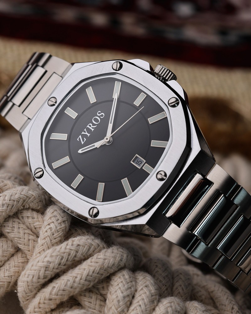 Silver steel men's watch
