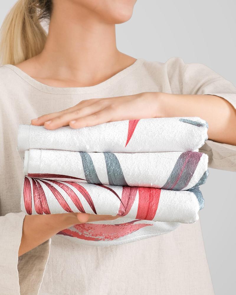 White beach towel with prints