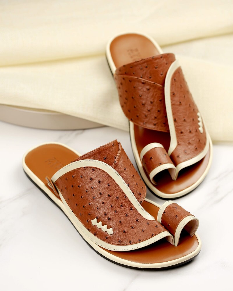 Brown leather men's zipper