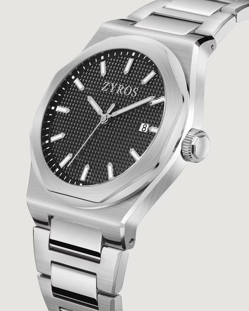 Men's watch with a silver steel strap