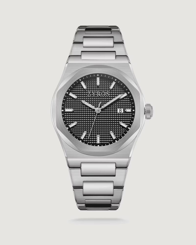 Men's watch with a silver steel strap