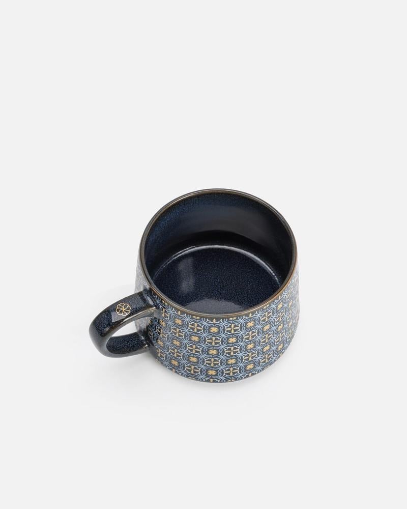350ml ceramic mug in blue and yellow