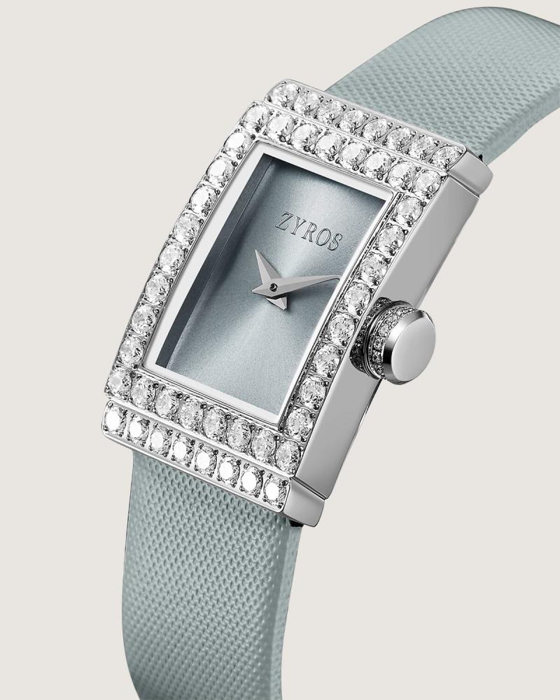 Women's watch with a gray leather strap