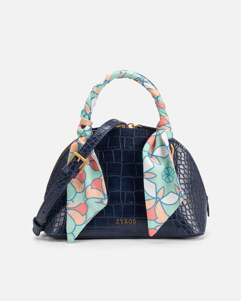 Women's bag with an elegant design in blue