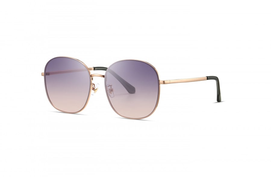 Unisex sunglasses with round lenses in modern color with golden frame and arm | ZG7123M