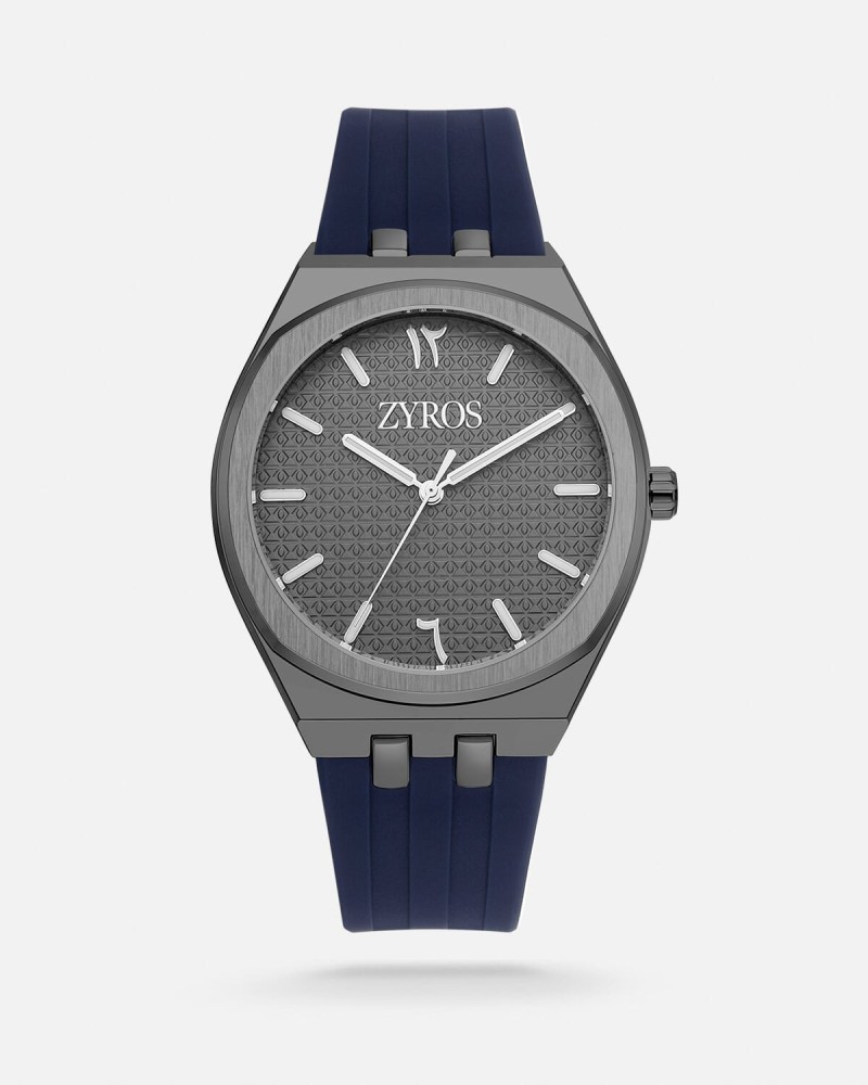 Men's watch with a blue rubber strap