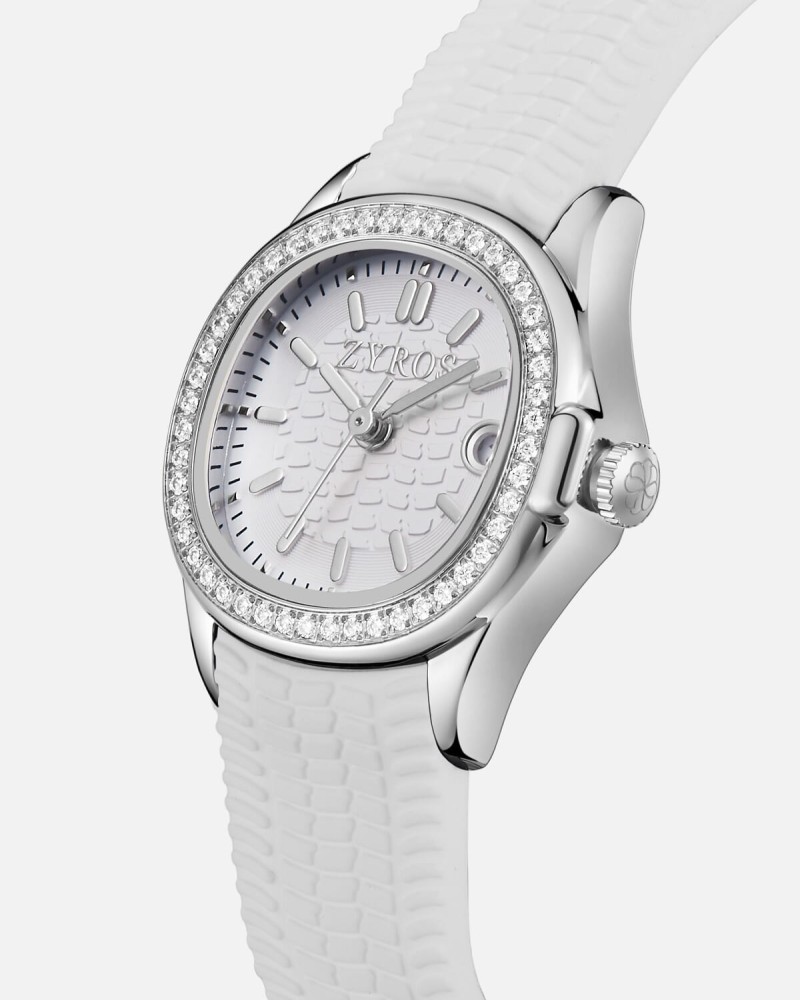 Women's watch with a white strap