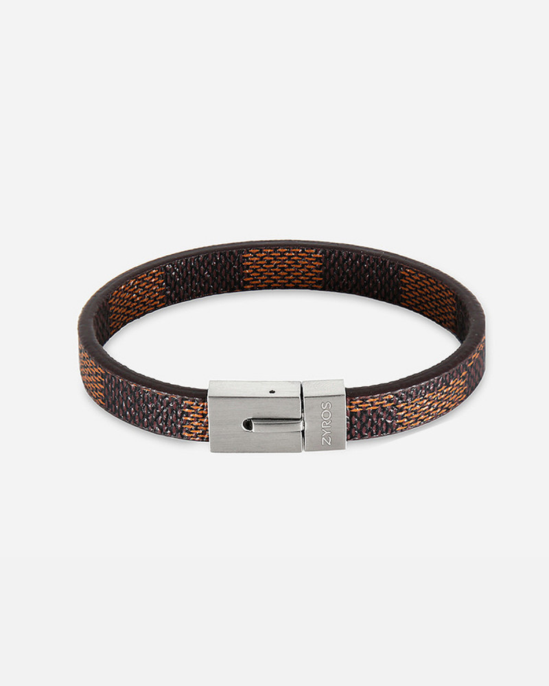Men's bracelet in brown and yellow with a distinctive buckle from Zyros | ZBL012L
