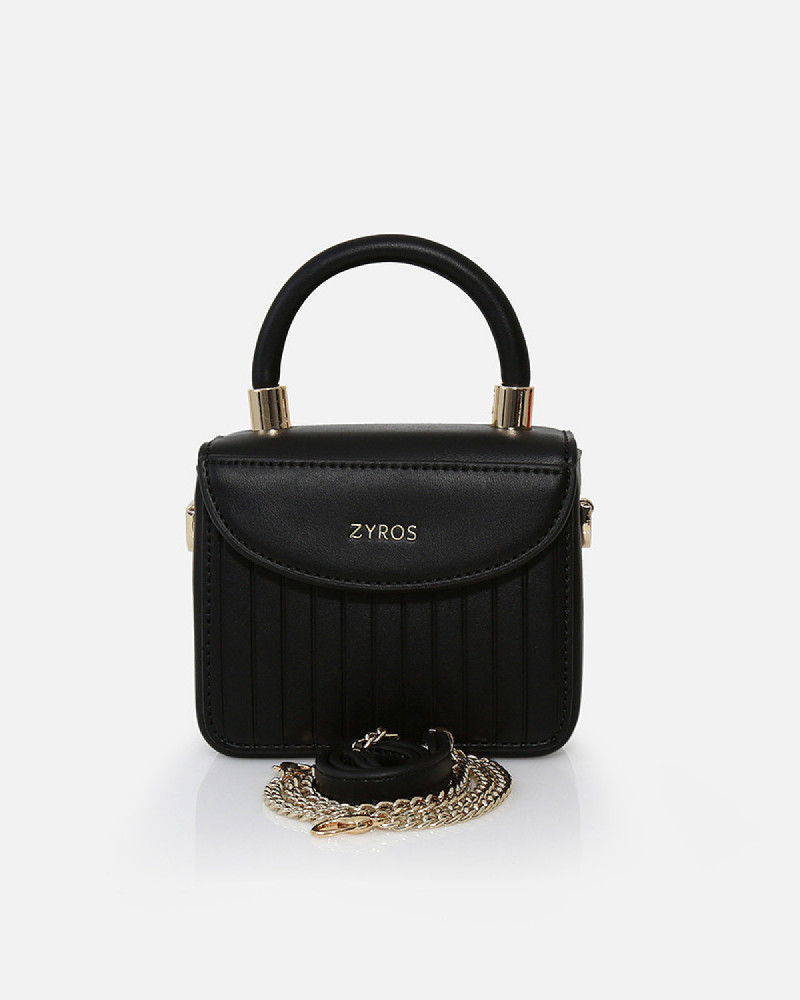Zyros bag for women in black leather, with a very small mini bag design | HU065L