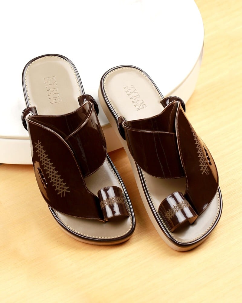 Brown leather men's zipper