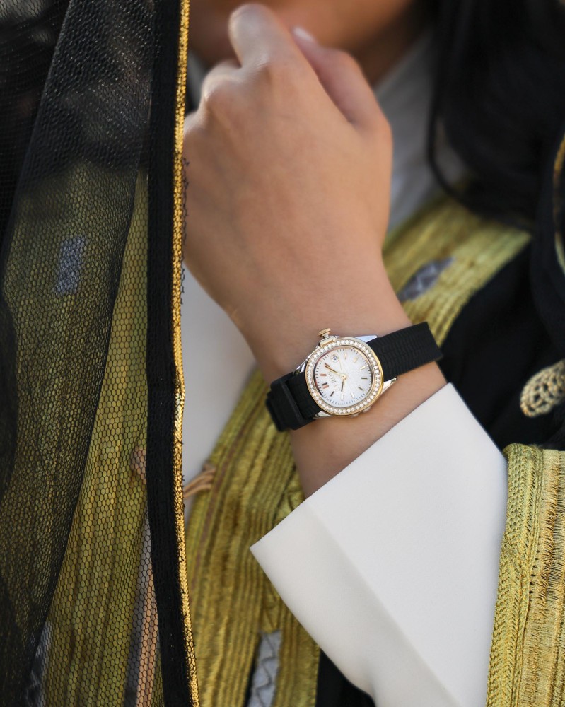 Women's watch with a black strap