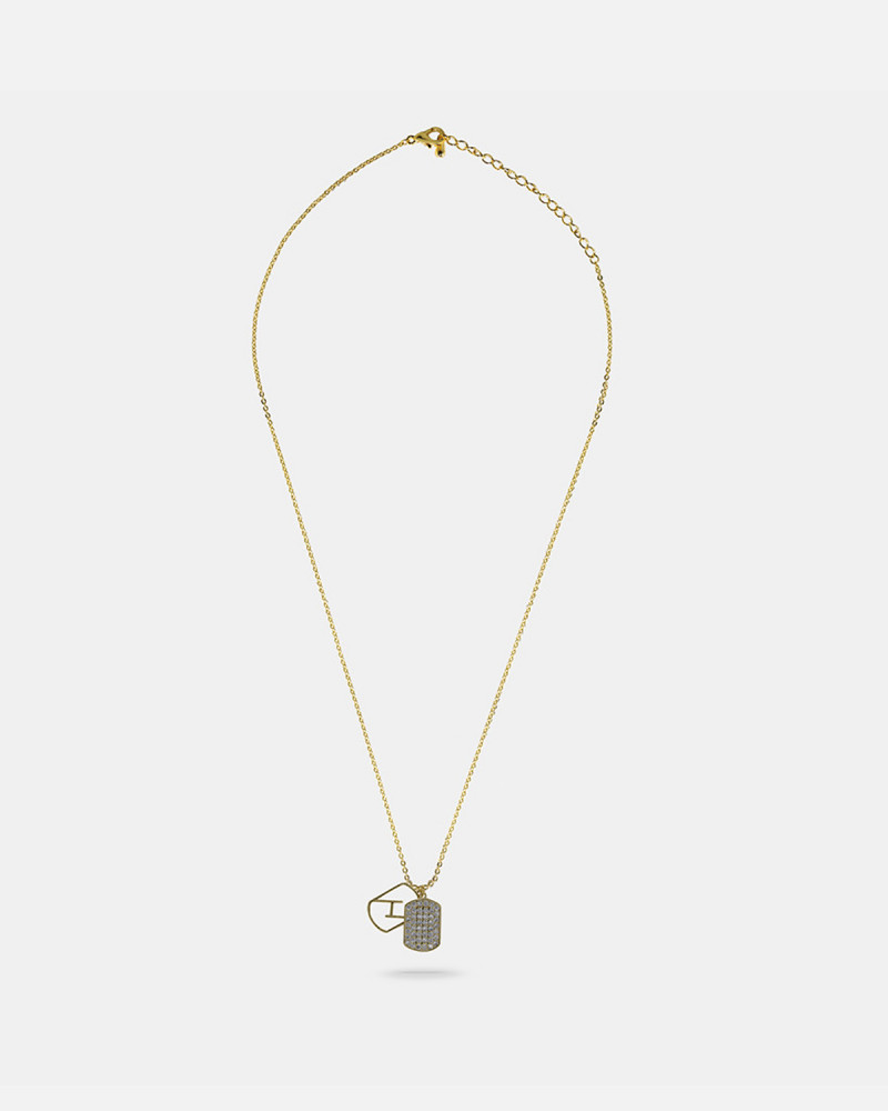 Golden necklace with shiny ornaments | ZN060L