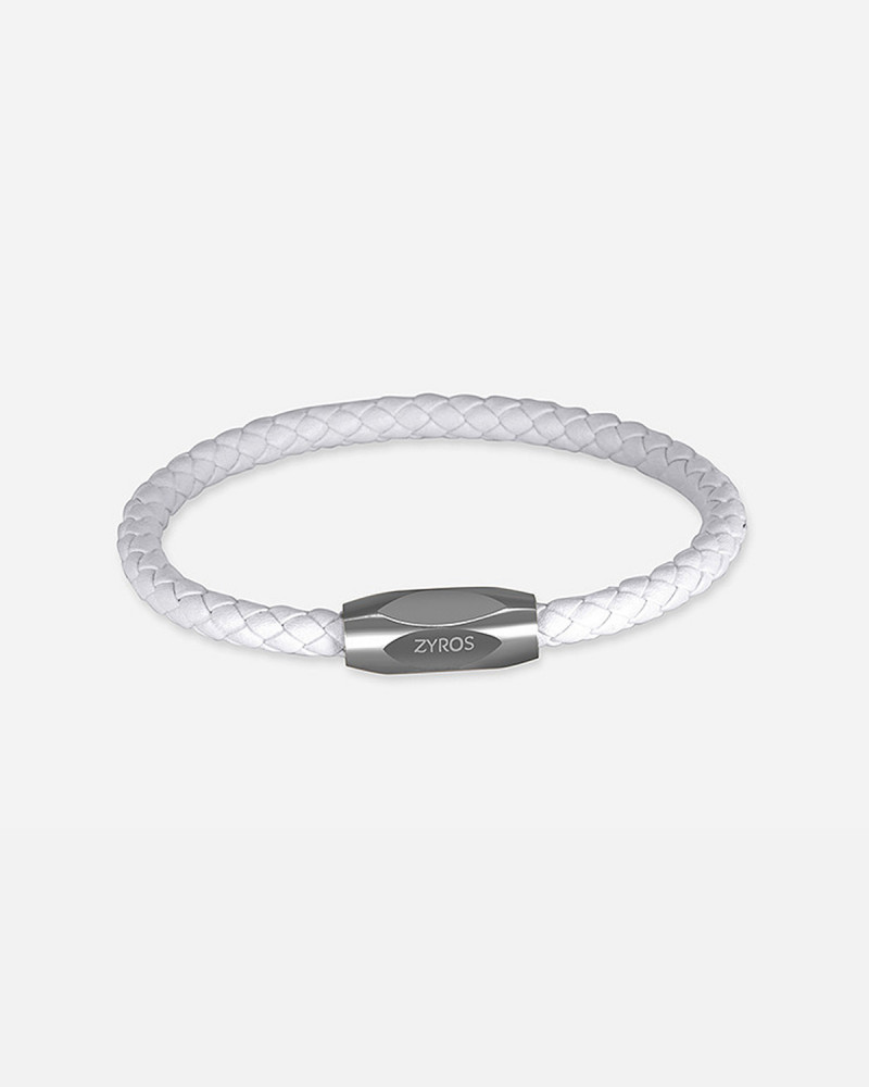Men's bracelet of white and silver leather from Zyros | ZBL006L