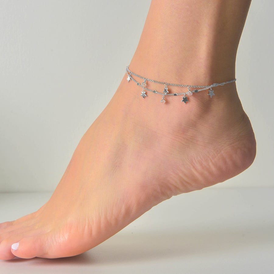 Women's anklet in elegant silver color
