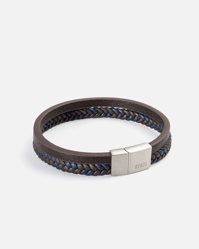 Classic men's bracelet in brown and blue