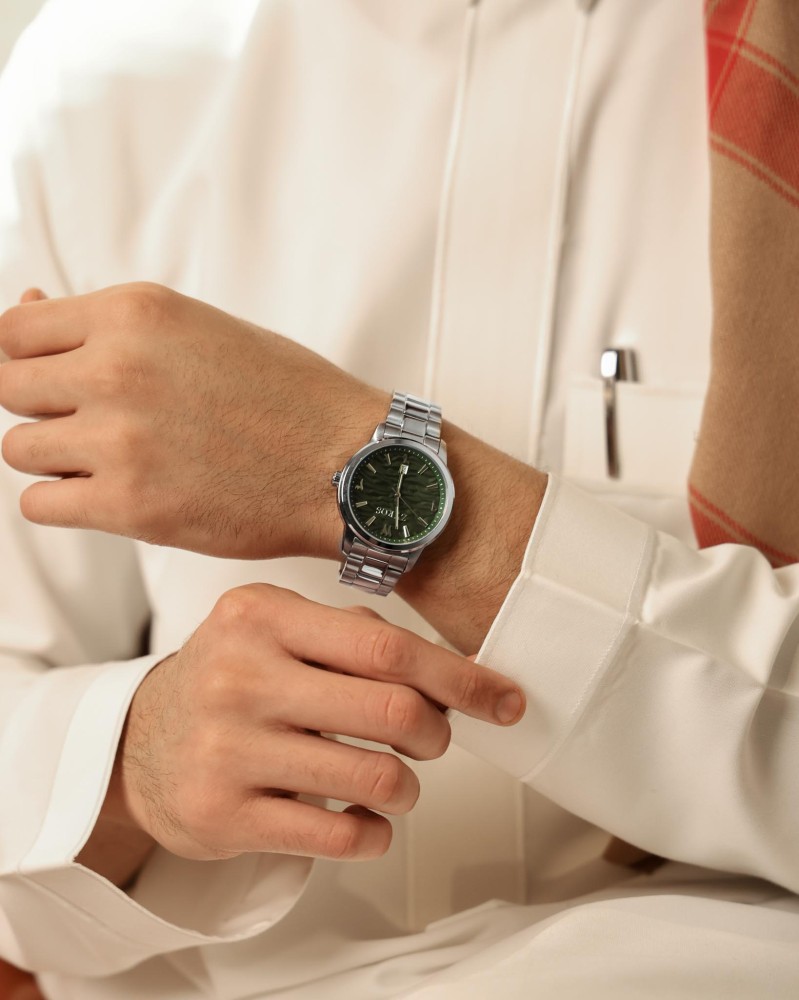ساعة رجالية بسير ستيل بلون فضي
