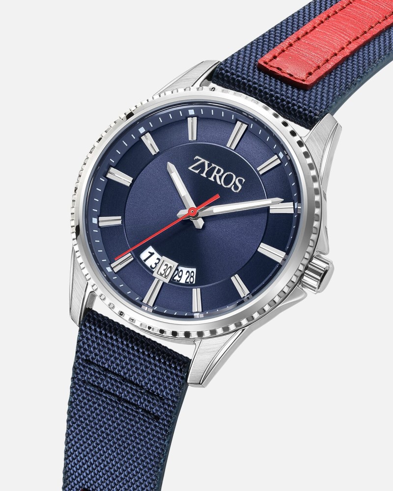 Men's watch with a stylish design in blue
