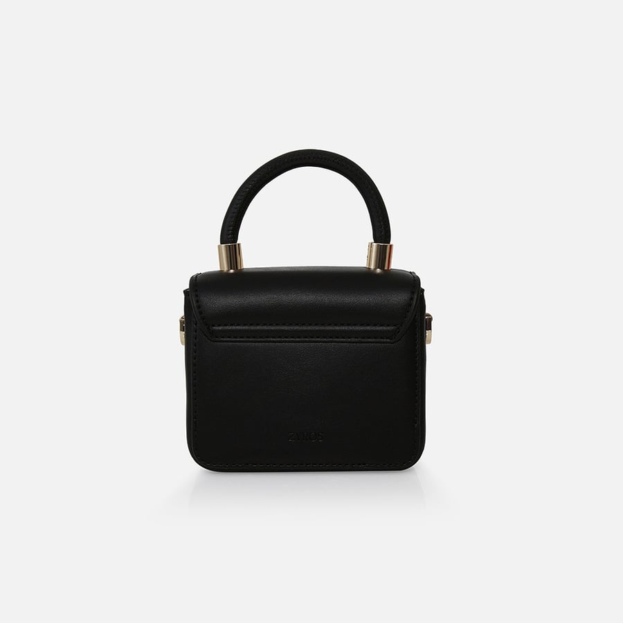 Zyros bag for women in black leather, with a very small mini bag design | HU065L
