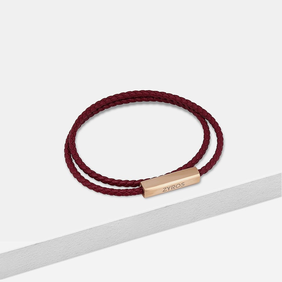 Men's leather bracelet in red color | ZBL027L