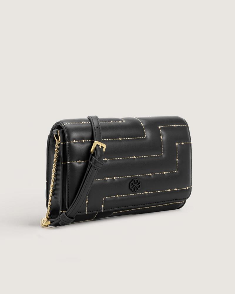 Women's silver handbag, small size, black color