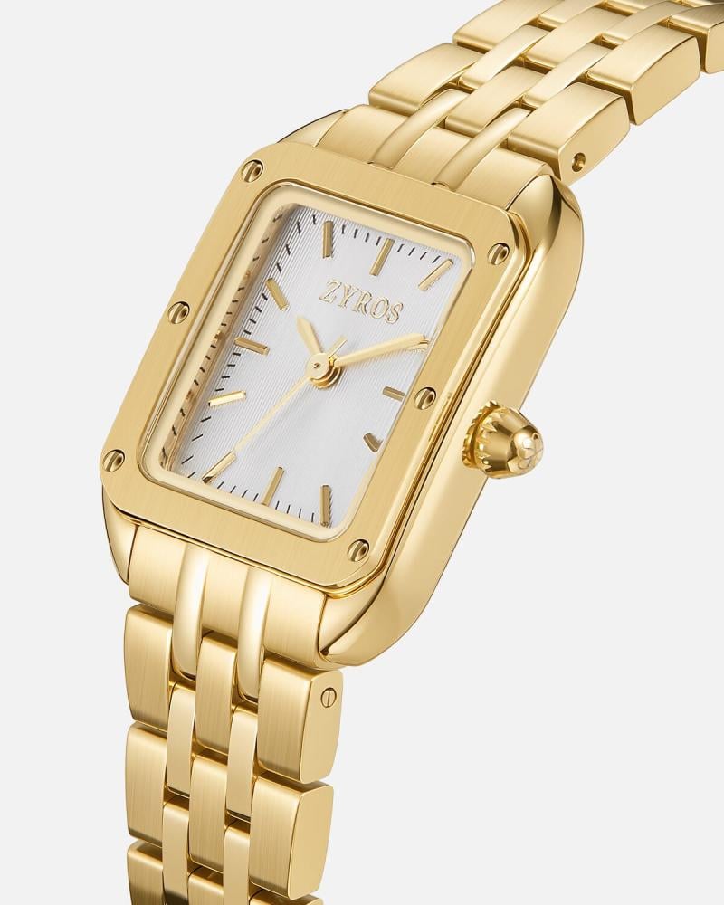 Muzn women's watch with a gold-tone steel strap