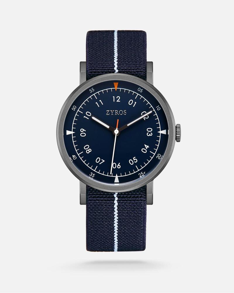 Men's watch with a blue fabric strap