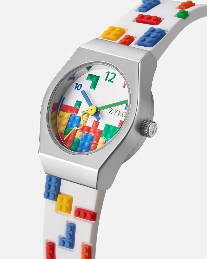 Children's watch with a white rubber strap