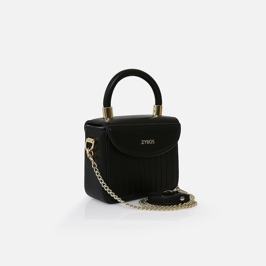 Zyros bag for women in black leather, with a very small mini bag design | HU065L