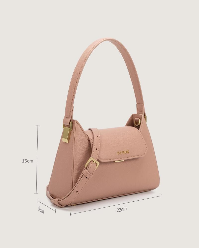 Women's handbag with a modern design in pink