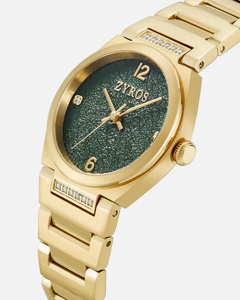 Women's diamond watch, steel, gold color
