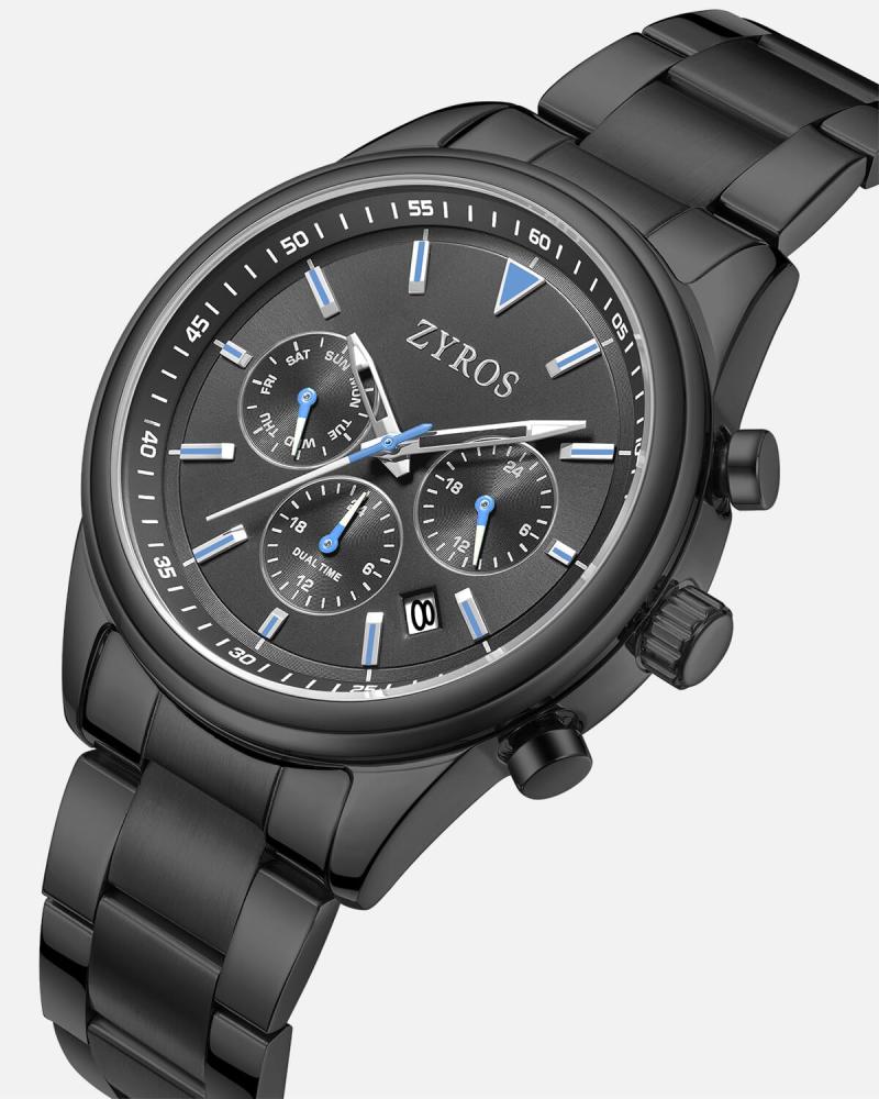 Men's watch with a gray steel strap
