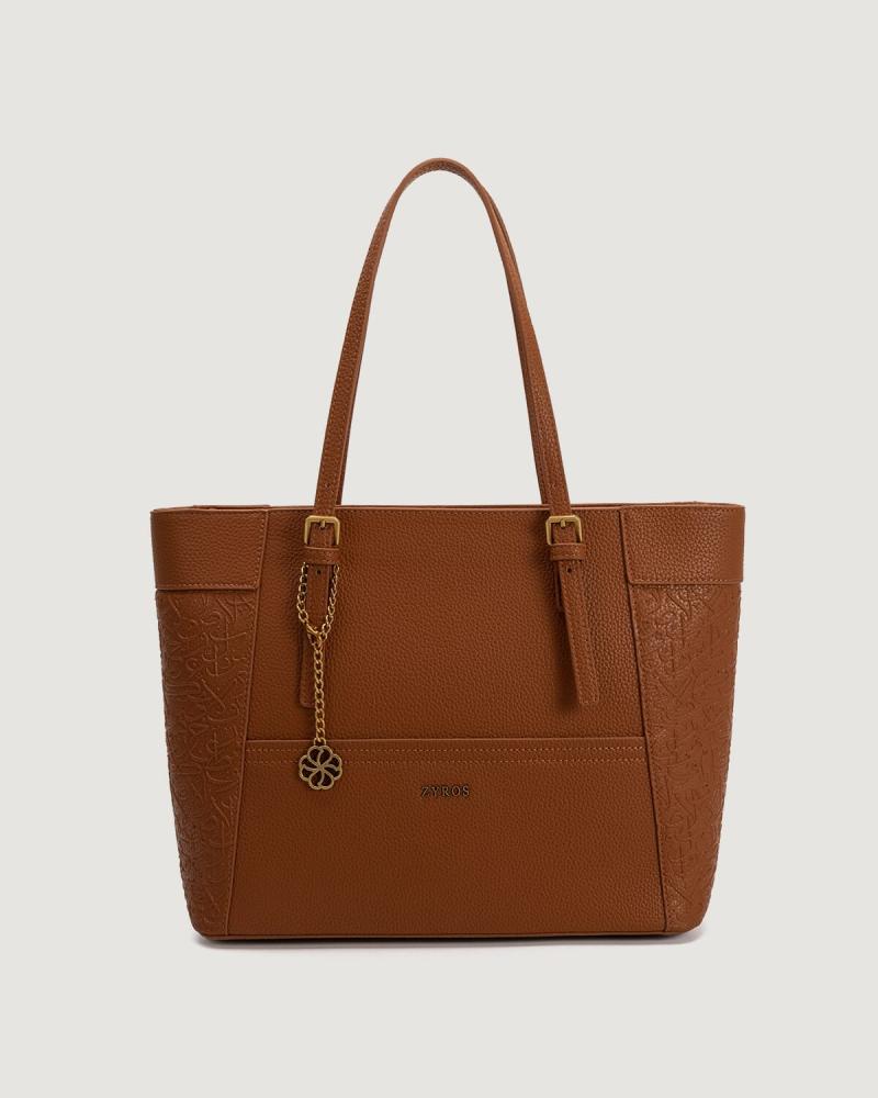 Women's handbag with a practical design in brown