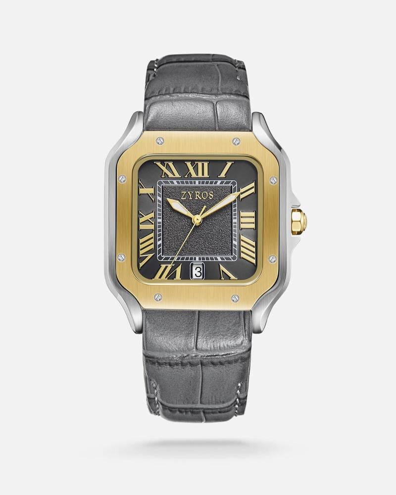 Le Baron men's watch with a grey leather strap