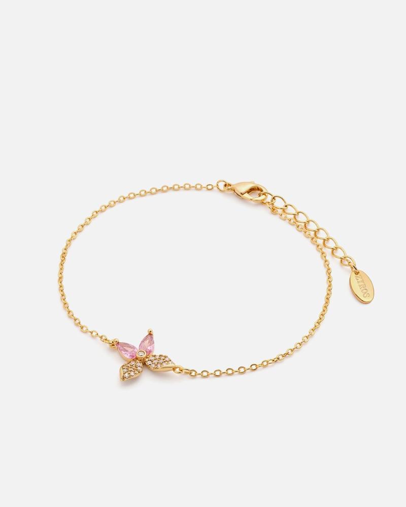 Elegant women's bracelet in gold and pink color