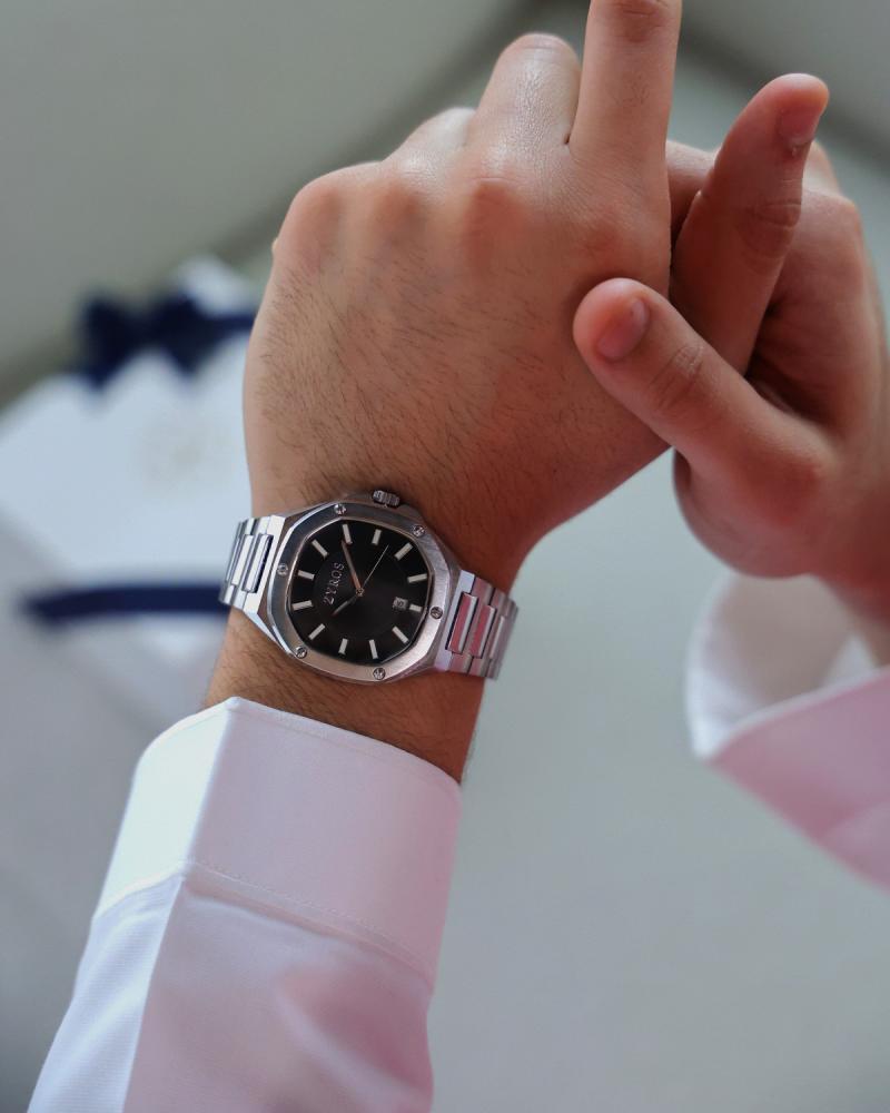 Silver steel men's watch