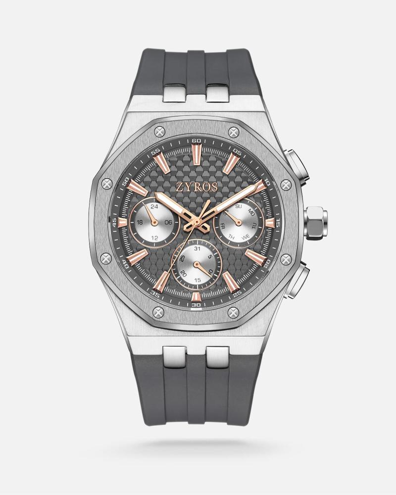 Men's watch with a gray rubber strap