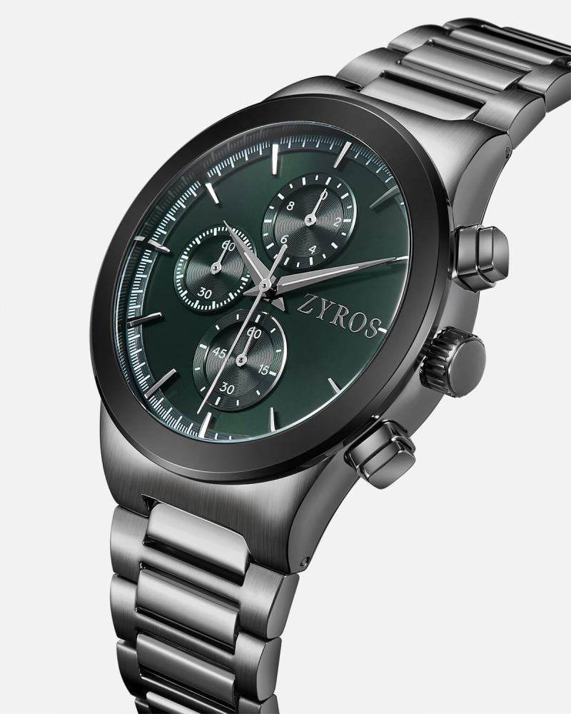 Men's watch with a gray steel strap