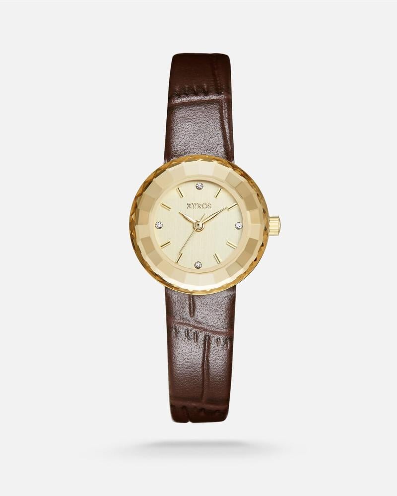 Women's watch with a classic design in brown