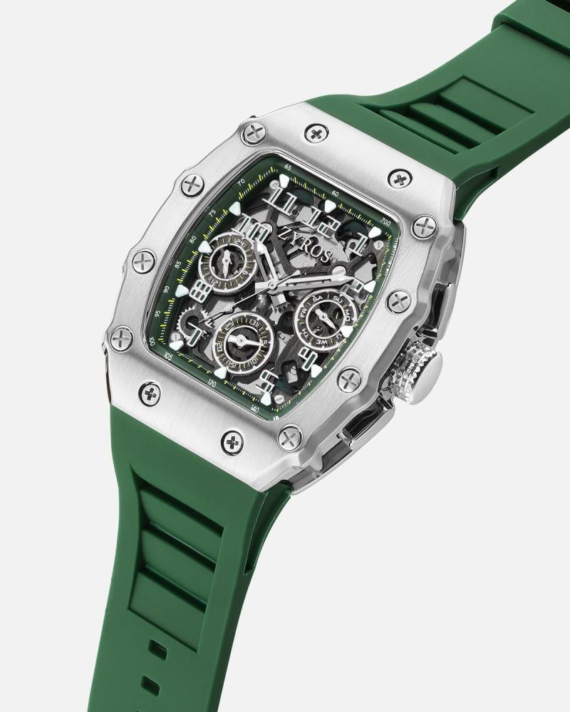 Men's watch with a green rubber strap