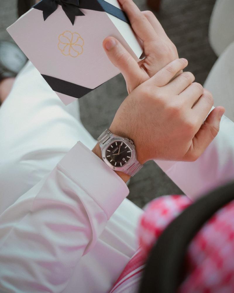 Silver steel men's watch