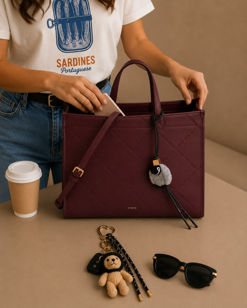 A stylish bag for your everyday elegance in a burgundy color.
