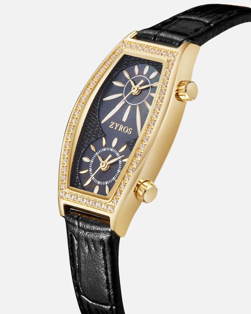 Lil women's watch with a striking design, black leather