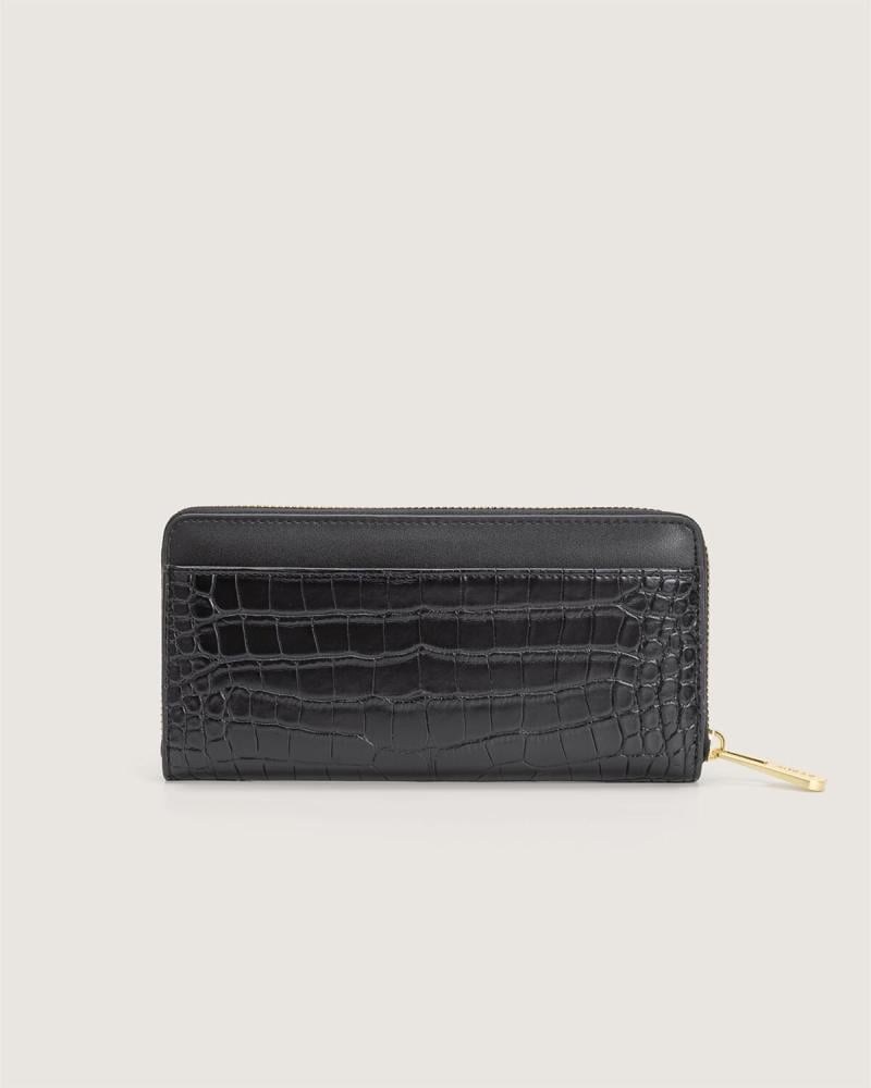 Glossy leather wallet in black