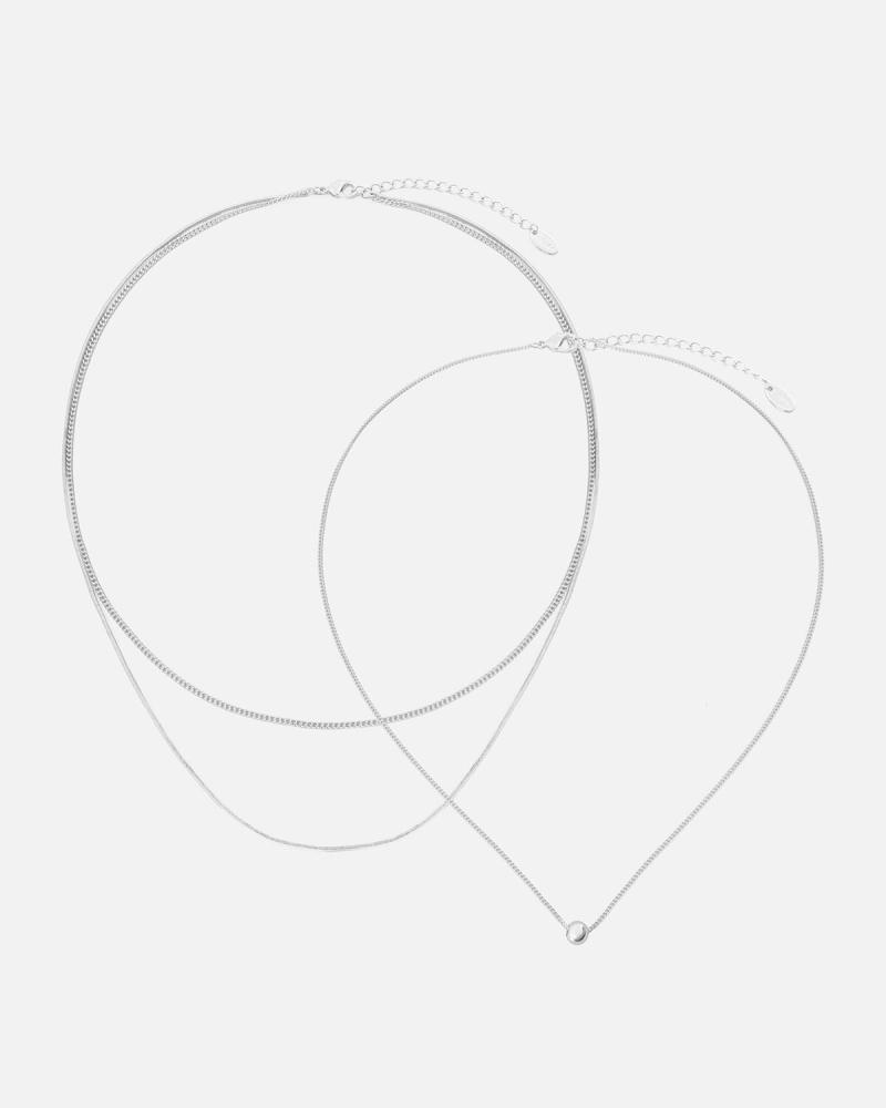 Women's silver necklace set