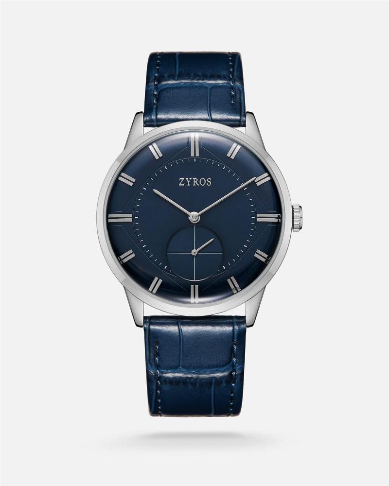 A men's watch that embodies classic elegance, crafted from blue leather.
