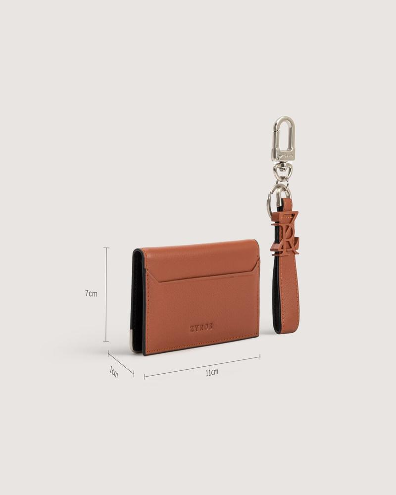 Women's wallet and brown leather keychain