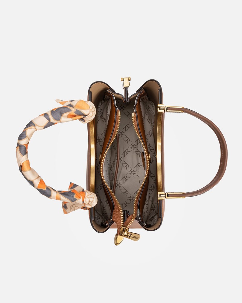 Women's bag with an elegant design in brown